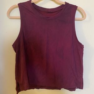 Lululemon diamond dye Train to Be tank top, maroon.